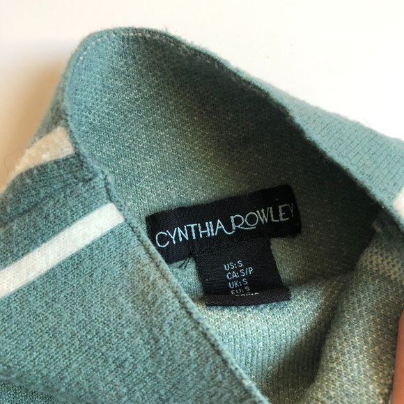 Cynthia Rowley Mock Neck Windowpane Sweater TEAL Size Small - Picture 4 of 4